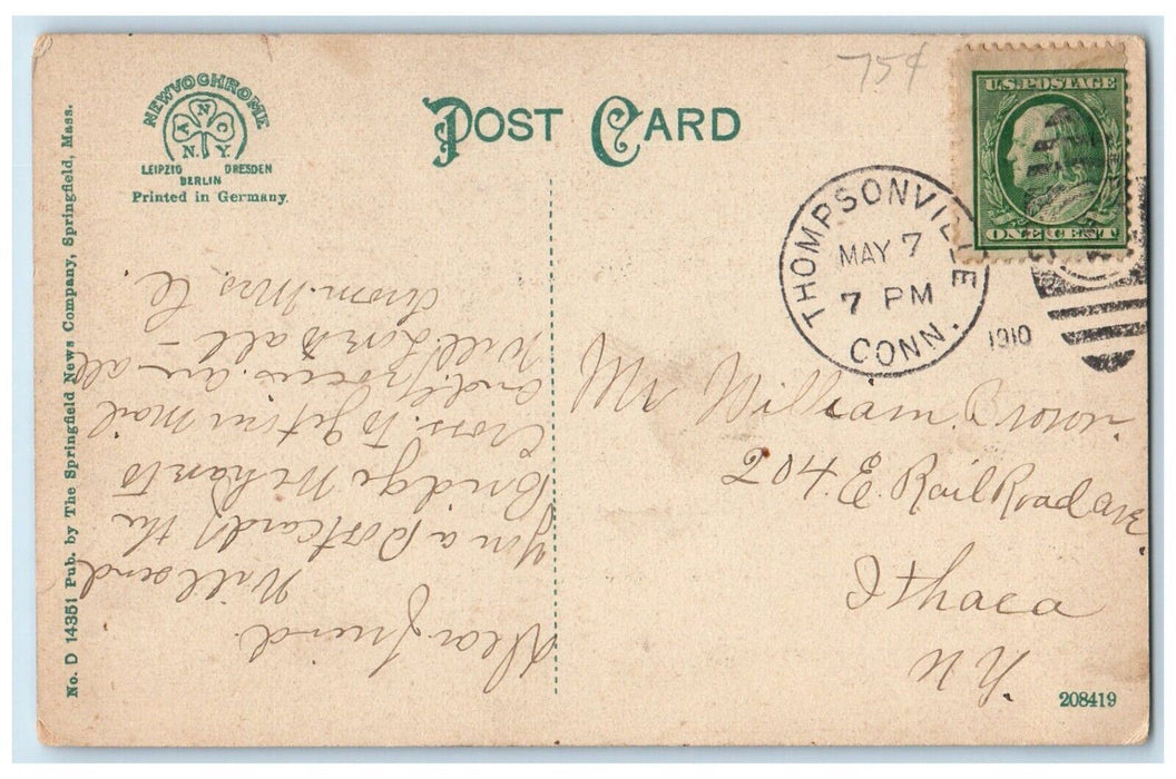 1910 Thompsonville Suffield Bridge River Lake Thompsonville Connecticut Postcard