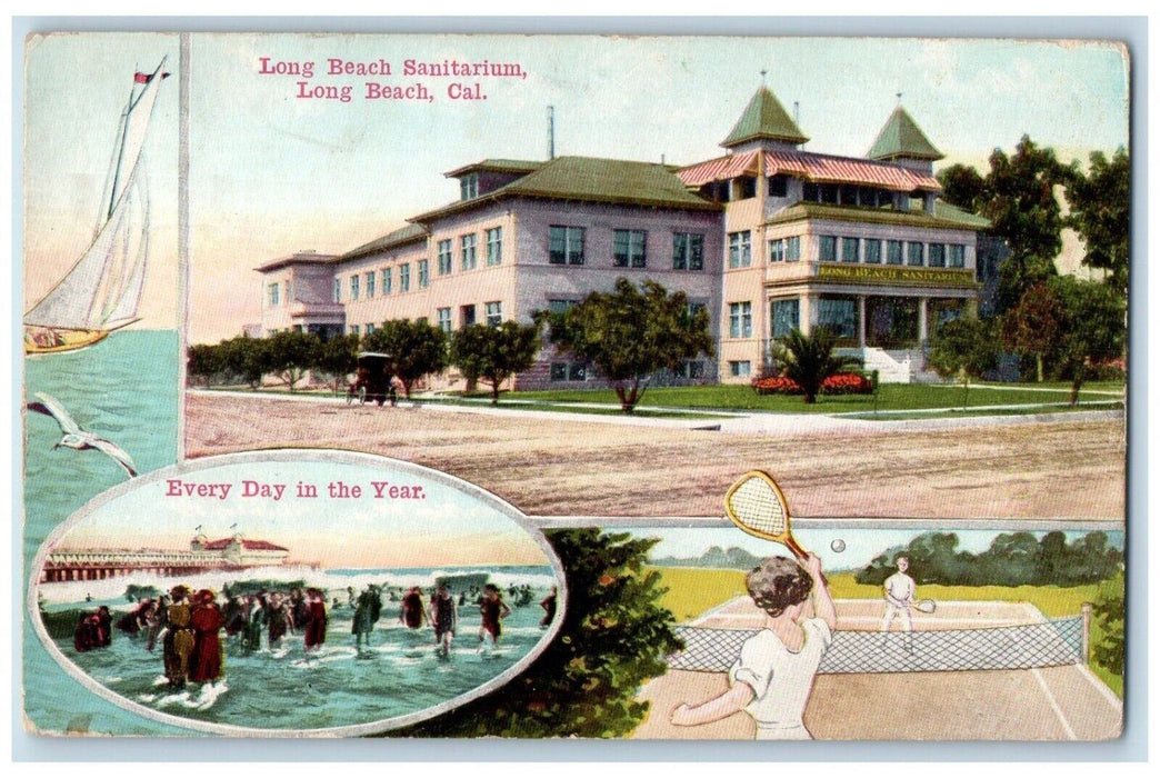 c1910 Long Beach Sanitarium Multiview Exterior Long Beach California CA Postcard