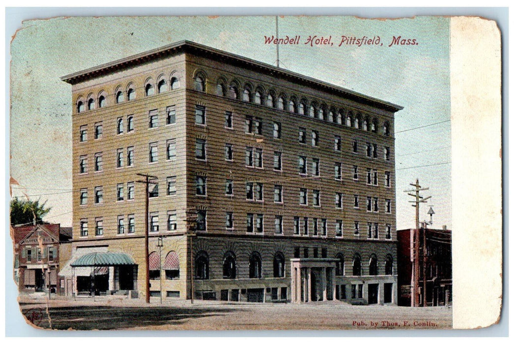 1908 Wendell Hotel Pittsfield Massachusetts MA Posted Antique Postcard