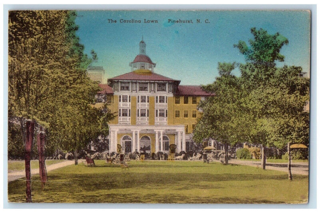 c1930's The Carolina Lawn Pinehurst North Carolina NC, Handcolored Postcard