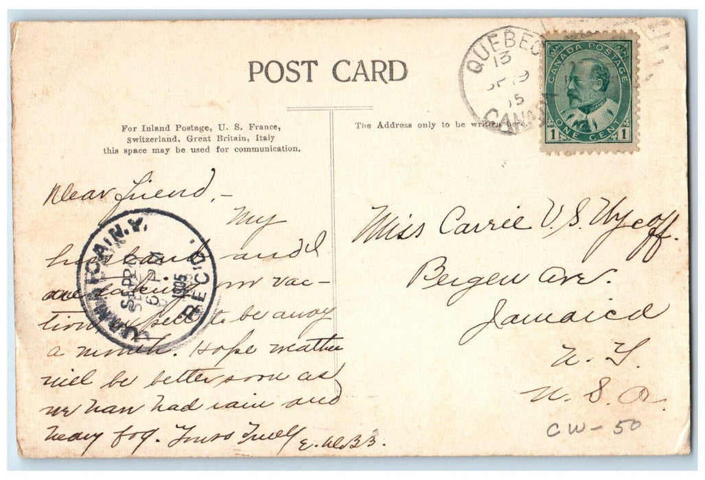 1905 The Little Saguenay Province of Quebec Canada Jamaica NY Posted Postcard