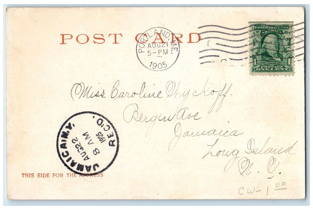1905 Electric Car Entrance Riverton Park Portland ME Jamaica NY Postcard