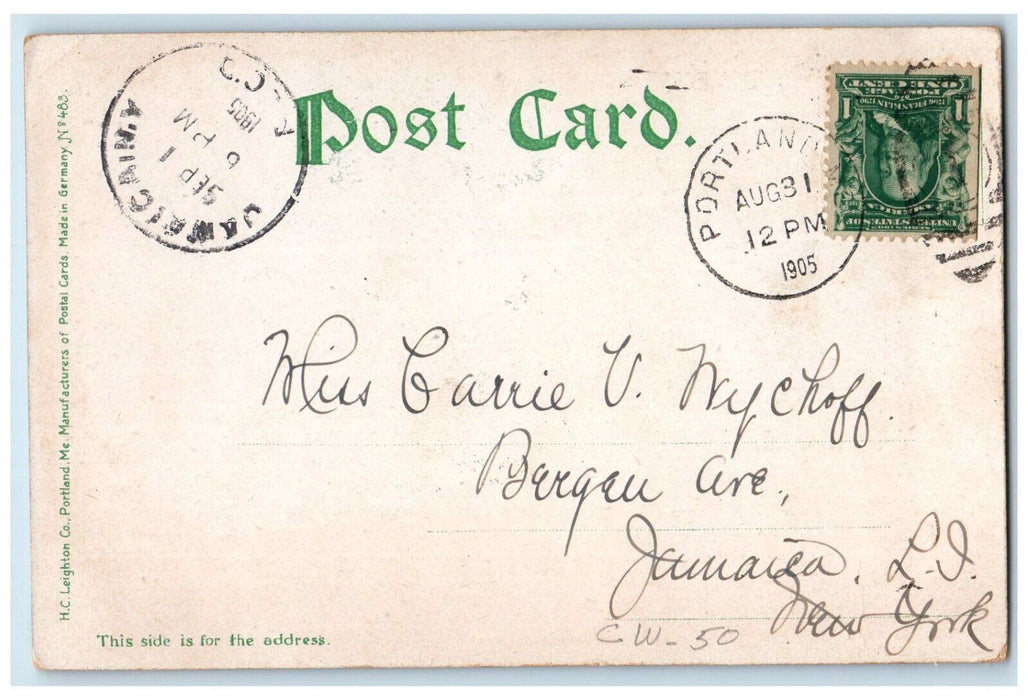 1905 White Head Cushings Island Portland Harbor Maine ME Jamaica NY Postcard