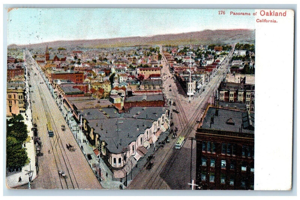 1917 Panorama City Town Streetcar Exterior Building Oakland California Postcard