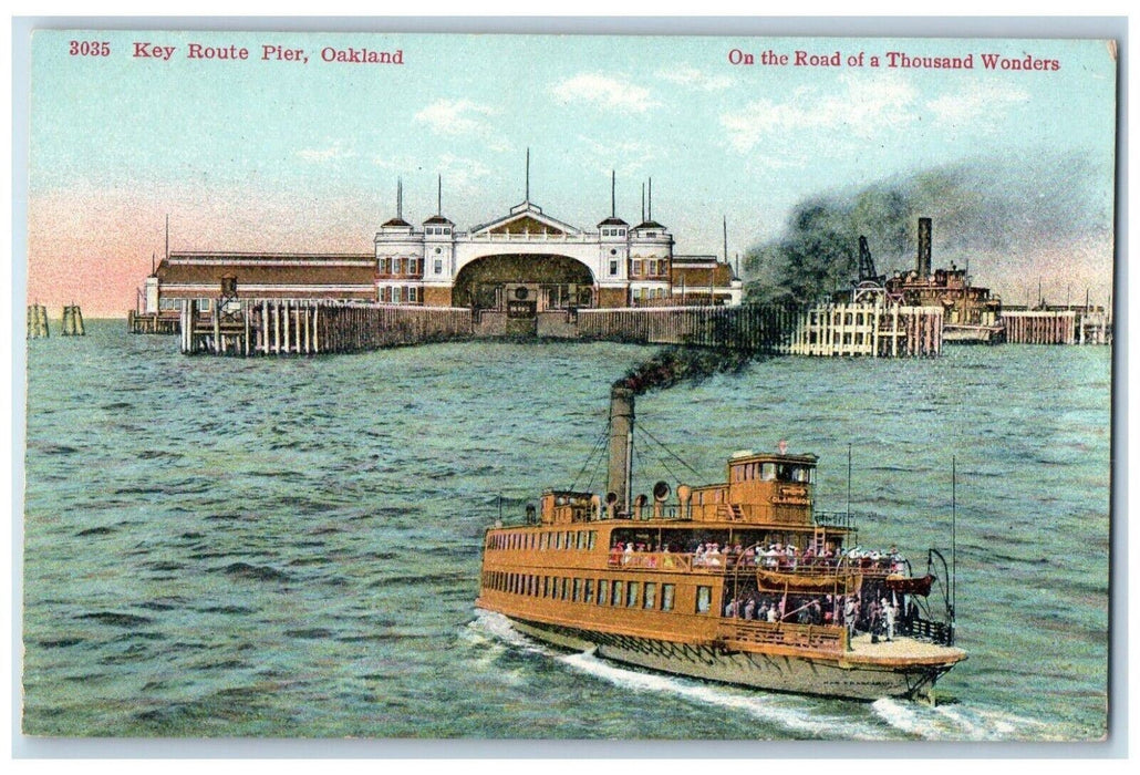 c1910 Road Thousand Wonders Key Route Pier Steamer Oakland California Postcard