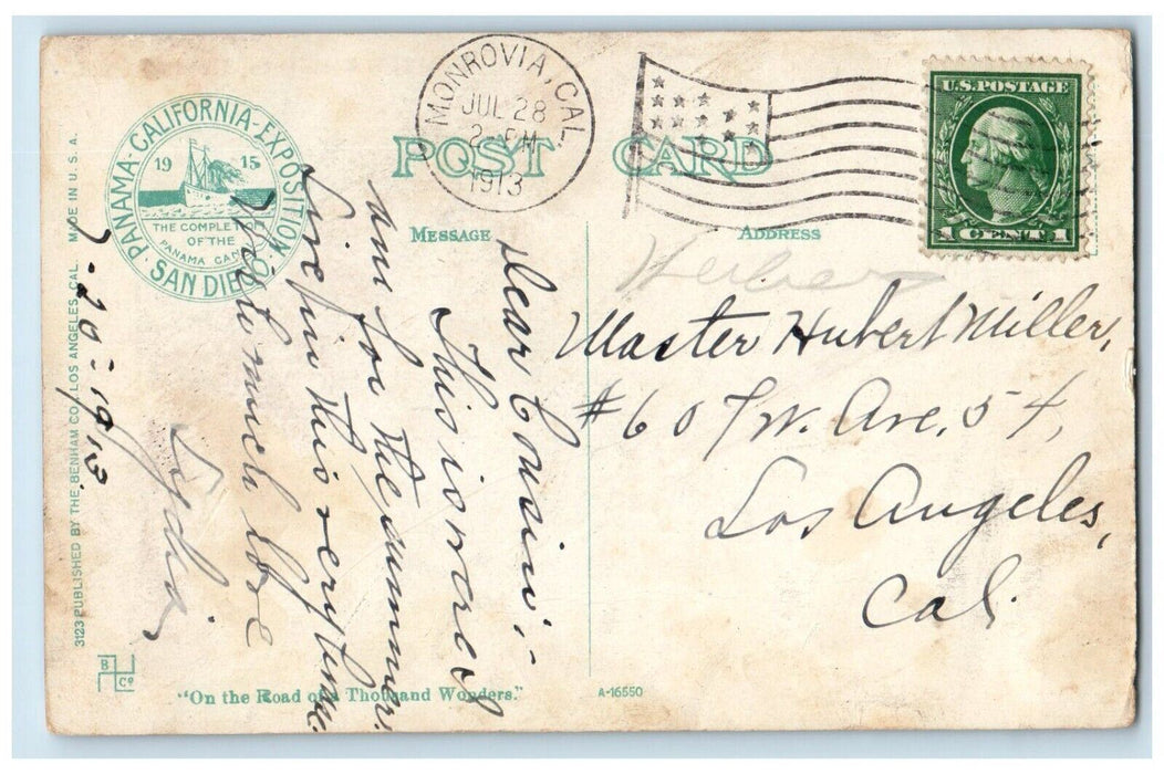 1913 Foot Hill Residence Exterior Monrovia California Panama Exposition Postcard
