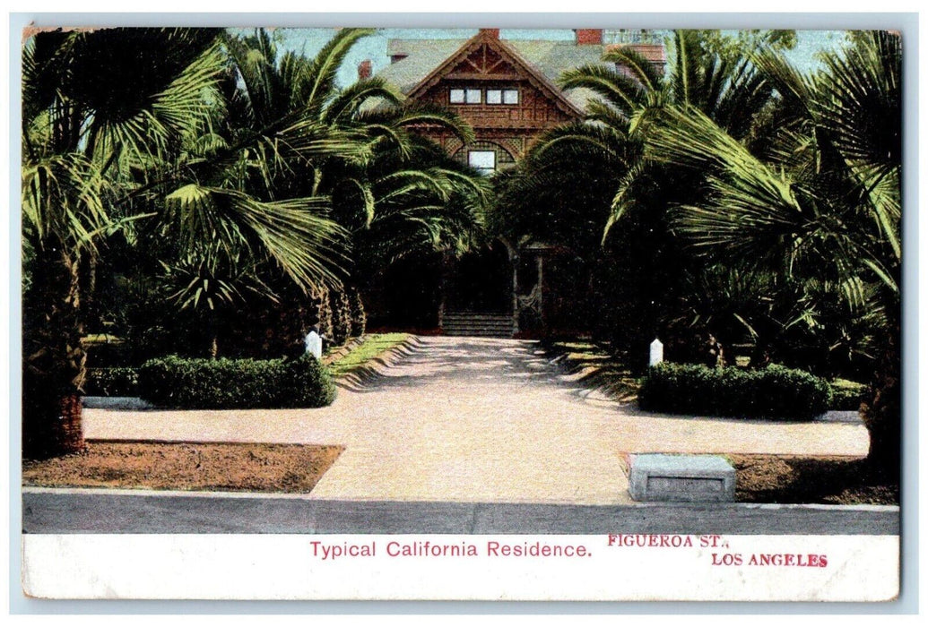 c1910 Typical California Residence Figueroa St. Los Angeles California Postcard