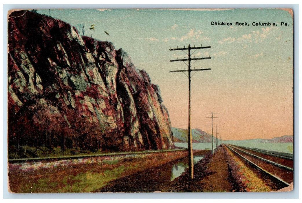 1913 Posts Railway Chickles Rock Columbia Pennsylvania PA Antique Postcard