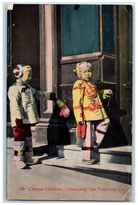 1911 Chinese Children Chinatown San Francisco California CA Postcard