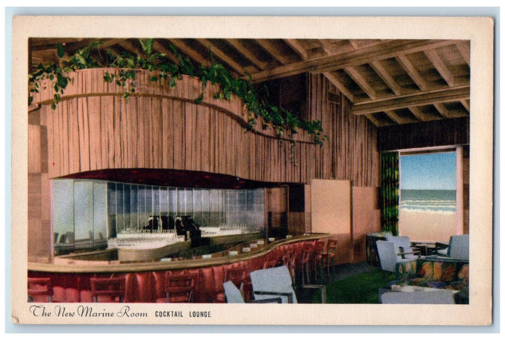 c1950's The New Marine Room Cocktail Lounge La Jolla California CA Postcard