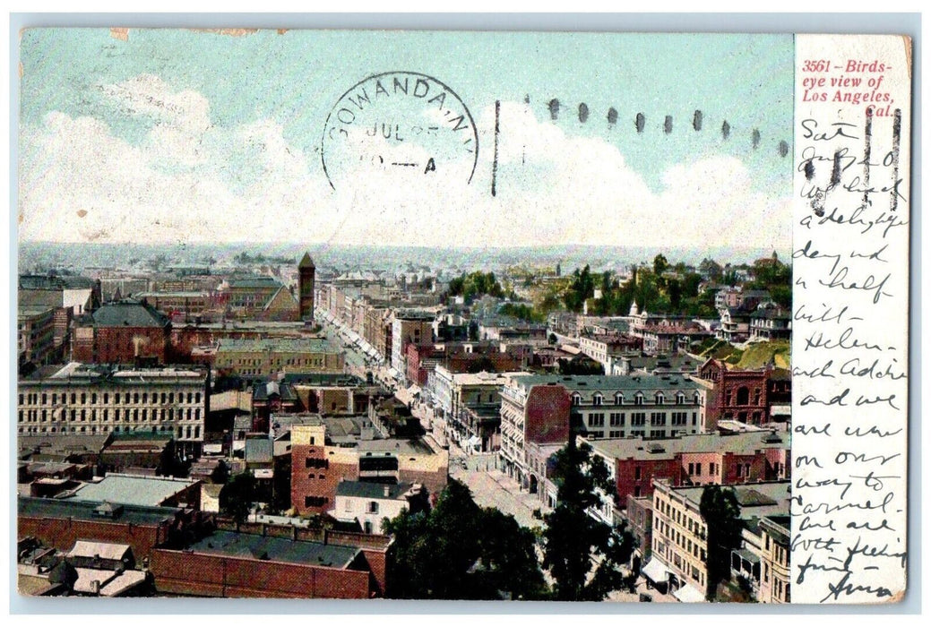 1907 Birds Eye View Town City Exterior Building Los Angeles California Postcard