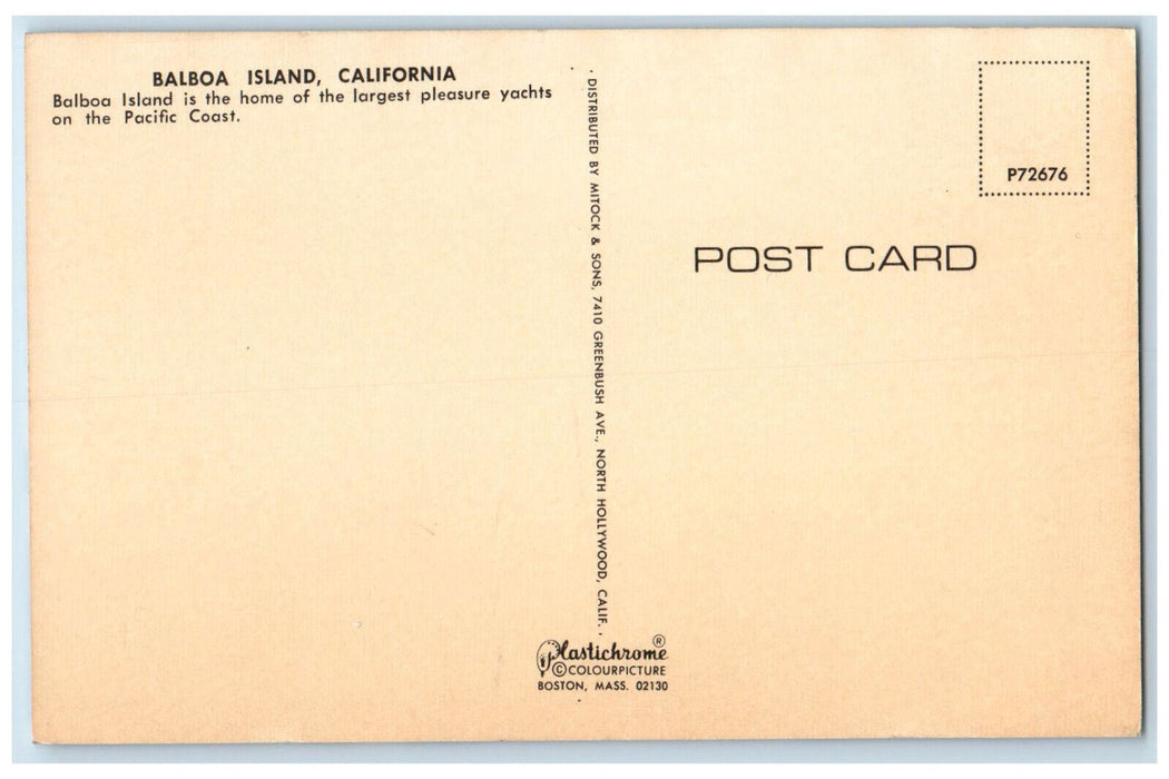 c1960's Fleet of Yacht Boats Greetings from Balboa Island California CA Postcard