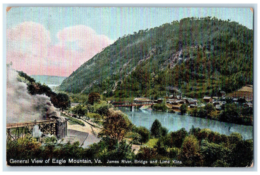 1909 James River Bridge and Lime Kilns General View Eagle Mountain VA Postcard