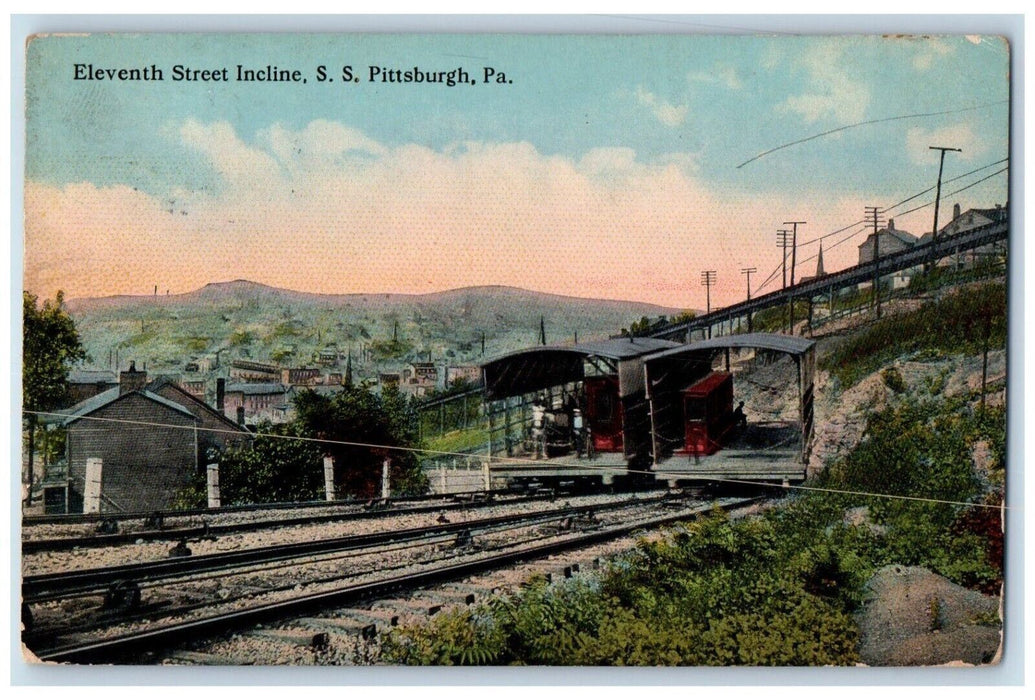 1916 Eleventh Street Incline SS Pittsburgh Pennsylvania PA Antique Postcard