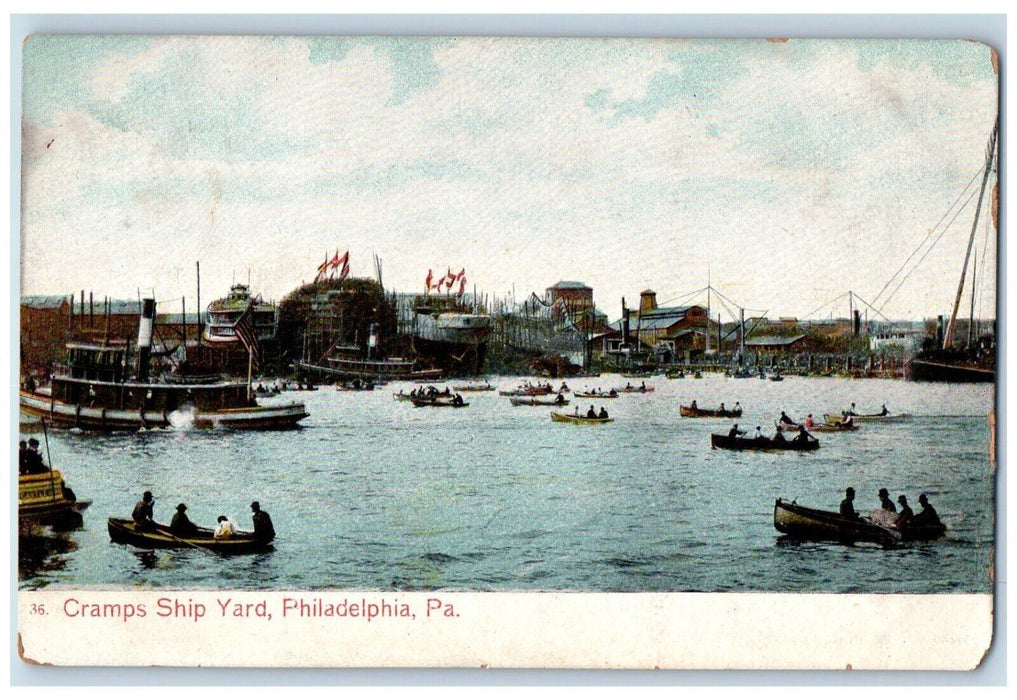 c1905 Cramps Ship Yard Boats Philadelphia Pennsylvania PA Antique Postcard