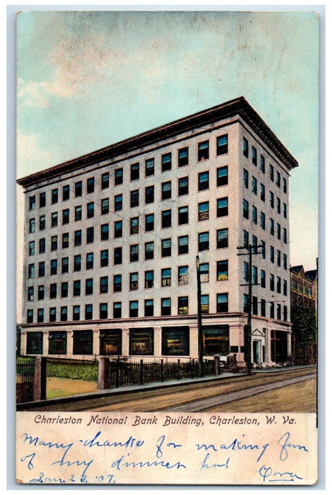 1907 Charleston National Bank Charleston West Virginia WV Antique Postcard