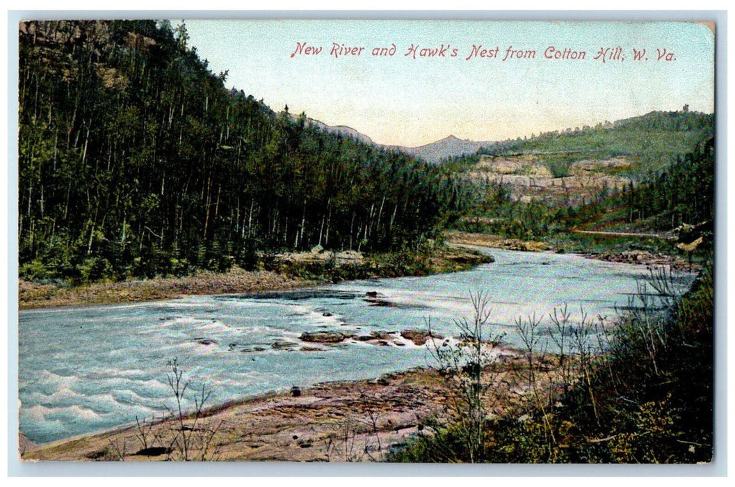 1908 New River and Hawk's Nest from Cotton Hill West Virginia WV Postcard