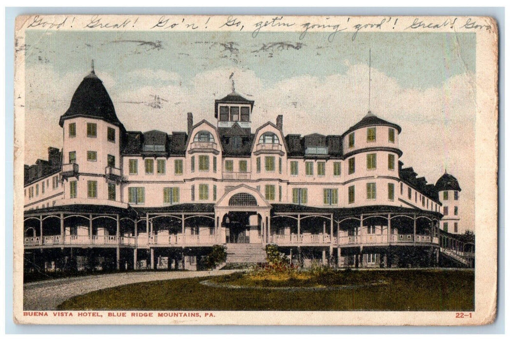 1917 Buena Vista Hotel Blue Ridge Mountains Pennsylvania PA Antique Postcard