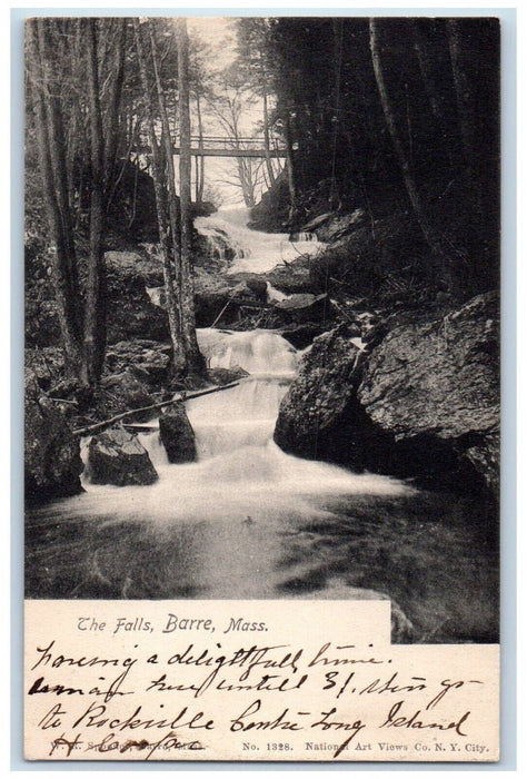 1904 The Falls Barre Massachusetts MA, Waterfall Posted Antique Postcard