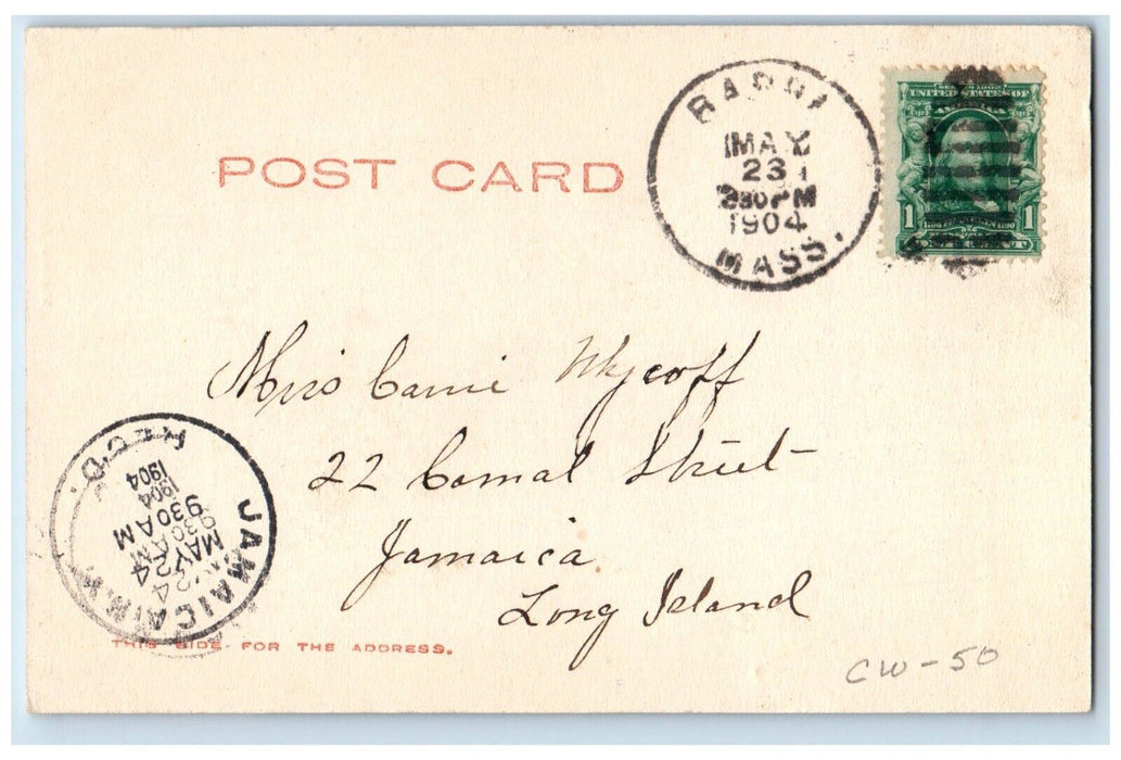 1904 The Falls Barre Massachusetts MA, Waterfall Posted Antique Postcard