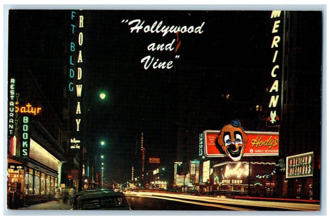 c1960's Restaurant Hollywood Boulevard at Vine Street Hollywood CA Postcard