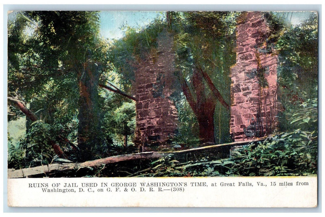 c1910 Ruins of Jail in George Washington's Time Great Falls Virginia VA Postcard