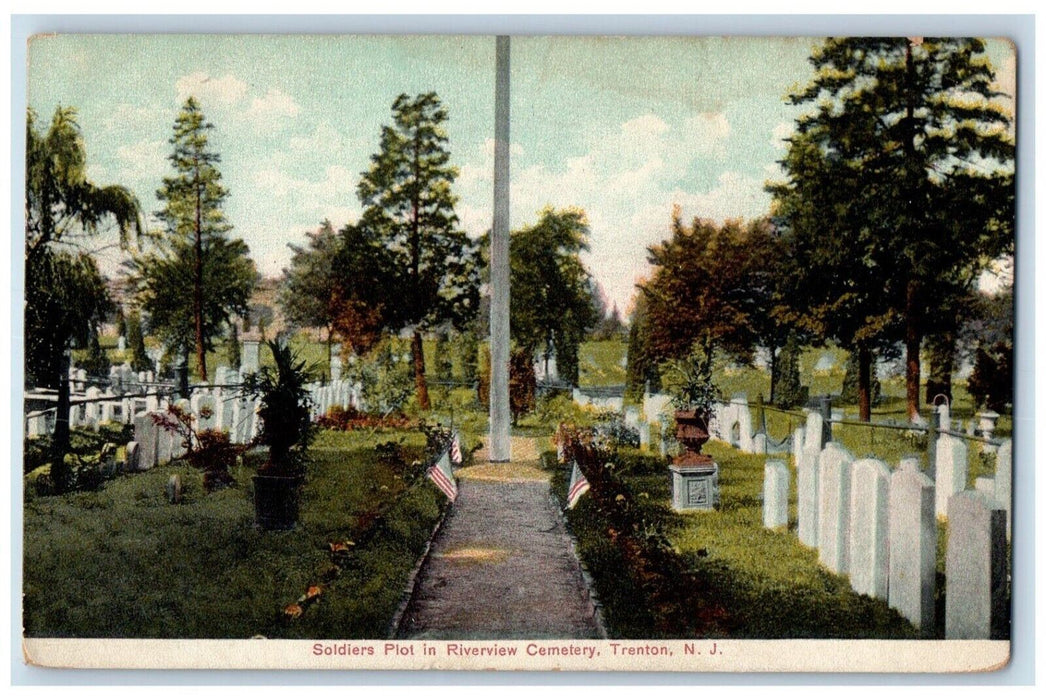 1908 Soldiers Plot In Riverview Cemetery Trenton New Jersey NJ Antique Postcard