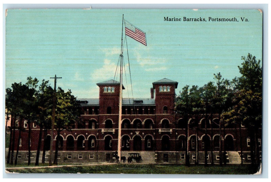 c1910 Marine Barracks Portsmouth Virginia VA Antique Unposted Postcard