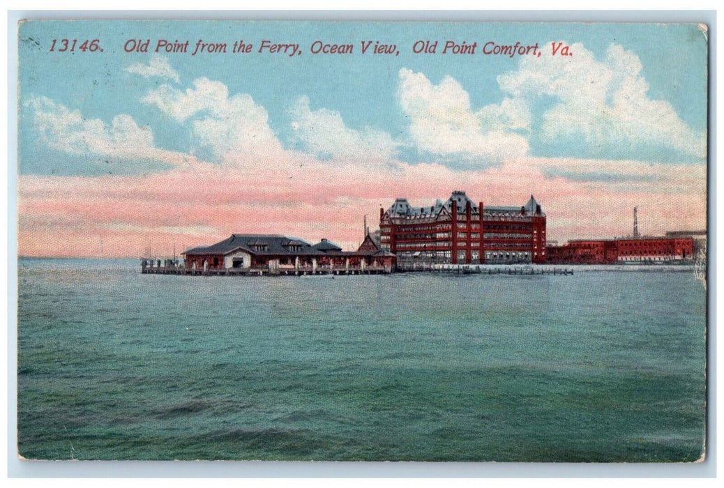 1918 Old Point from the Ferry Ocean View Old Point Comfort VA Postcard