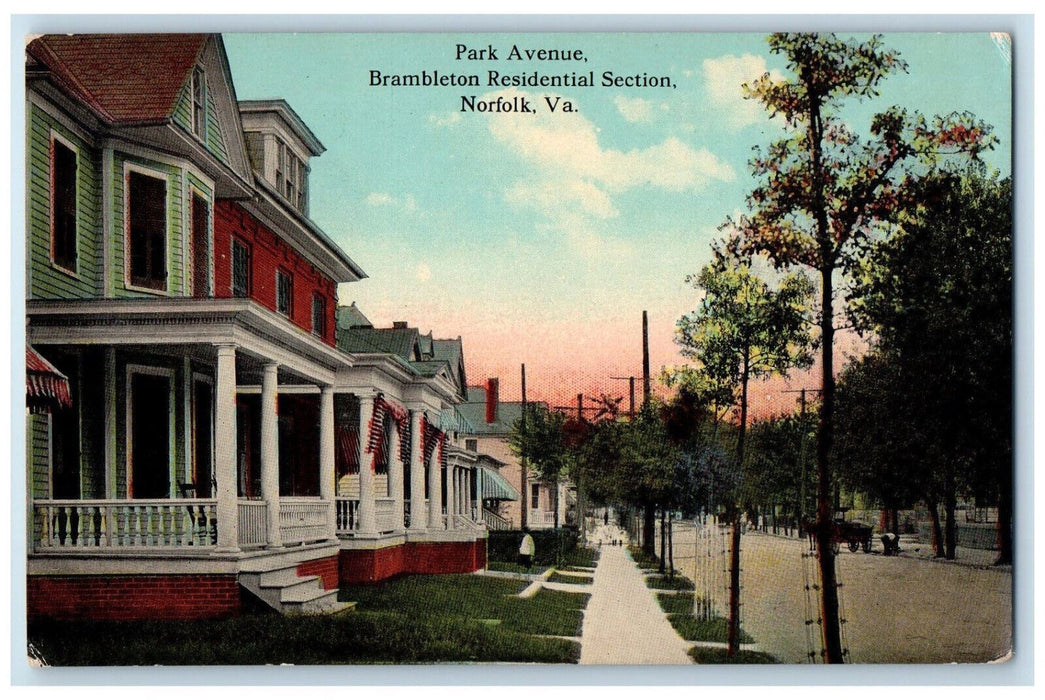 c1910 Park Avenue Brambleton Residential Section Norfolk Virginia VA Postcard