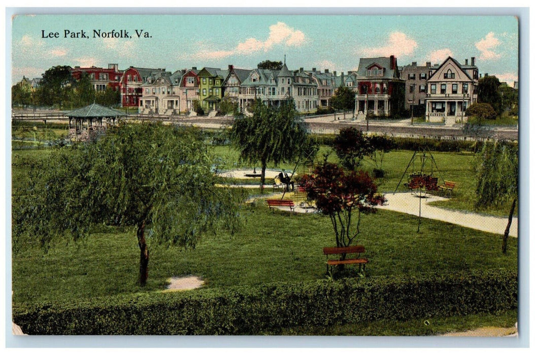 c1910 Buildings Trees Lee Park Norfolk Virginia VA Antique Unposted Postcard