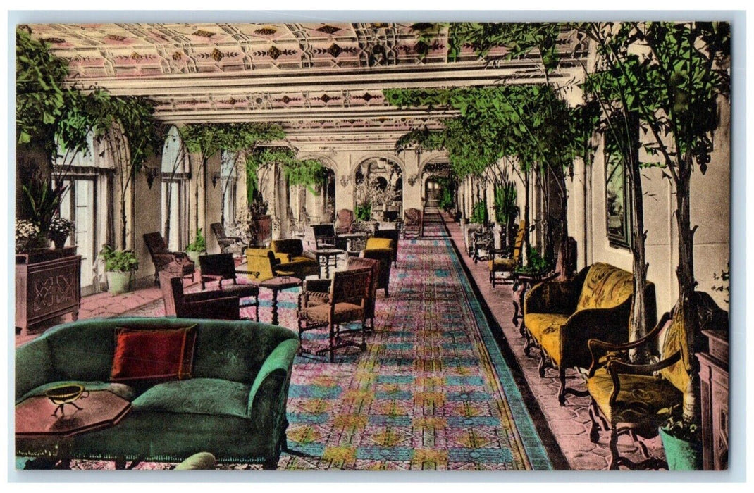 c1930's The Lobby Interior View Boca Raton Club Florida FL, Handcolored Postcard