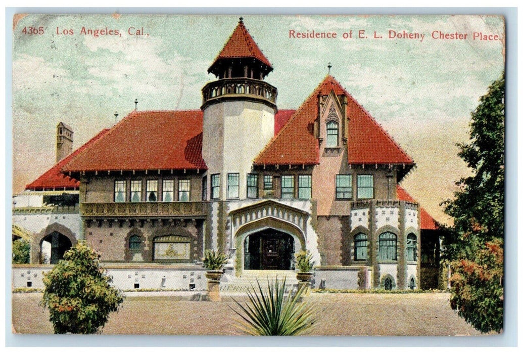 1908 Residence EL Doheny Chester Place Road Los Angeles California PCK Postcard