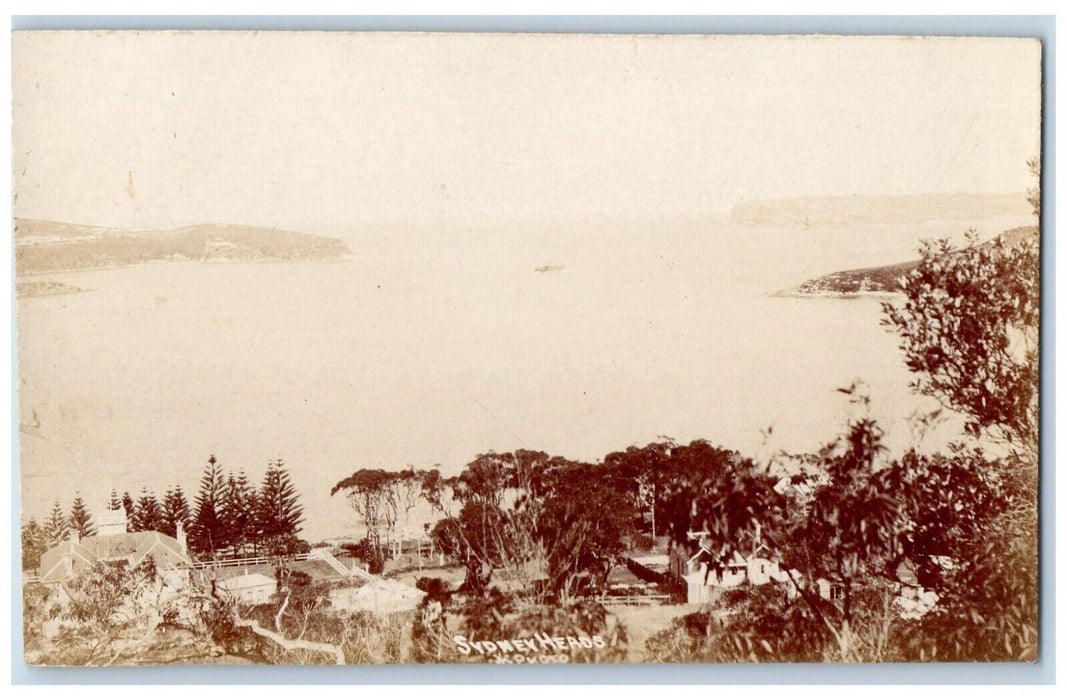 c1910's Bird's Eye View Of Sydney Heads Australia RPPC Photo Antique Postcard