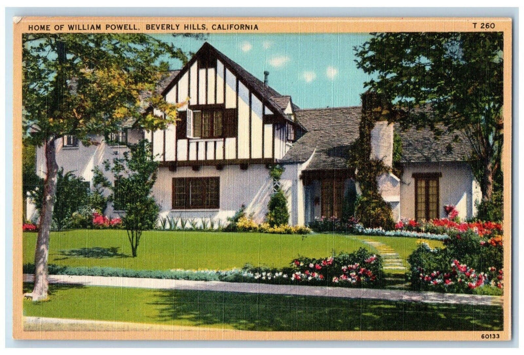 c1940 Home William Powell House Exterior Field Beverly Hills California Postcard