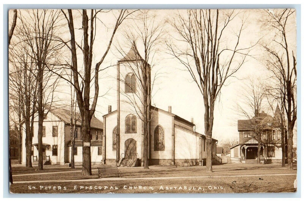 c1910's St. Peters Episcopal Church Ashtabula Ohio OH RPPC Photo Posted Postcard