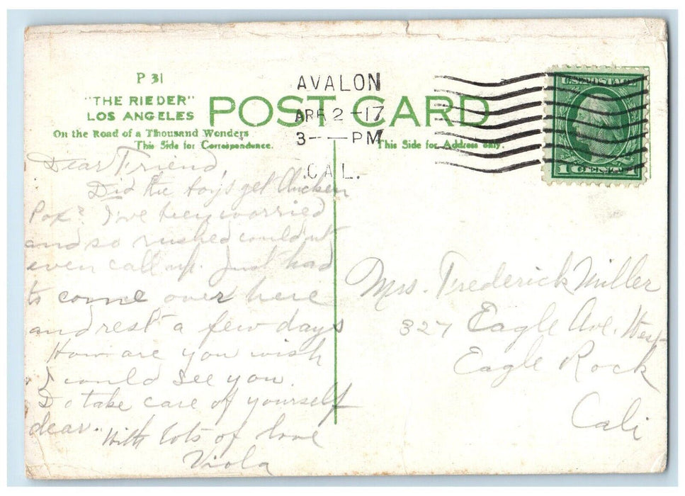 1917 Bathing Scene Catalina Island Beach Los Angeles California Reider Postcard