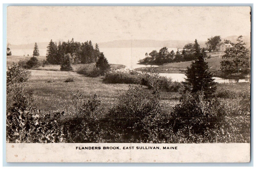 c1910's View Of Flanders Brook East Sullivan Maine ME RPPC Photo Postcard