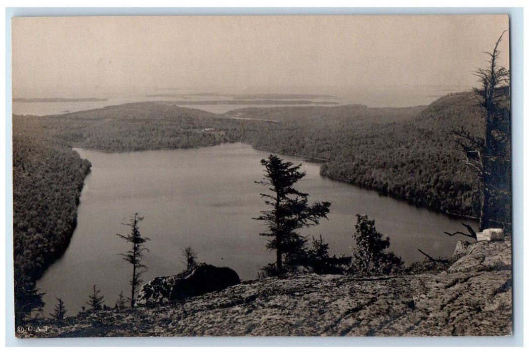 c1910's South From Bubble Mt. Desert Maine ME RPPC Photo Antique Postcard