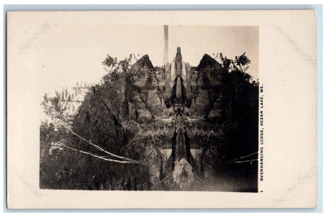 c1910's Overhanging Ledge Kezar Lake Lovell Maine ME RPPC Photo Antique Postcard