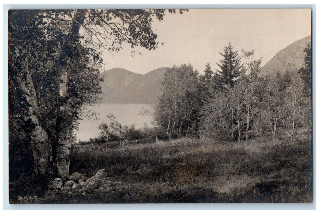 c1910's View Of Jordan Pond Mt. Desert Maine ME RPPC Photo Antique Postcard
