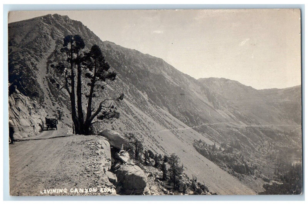 c1910's Lee Vining Canyon Road Dirt Rock Car California CA RPPC Photo Postcard