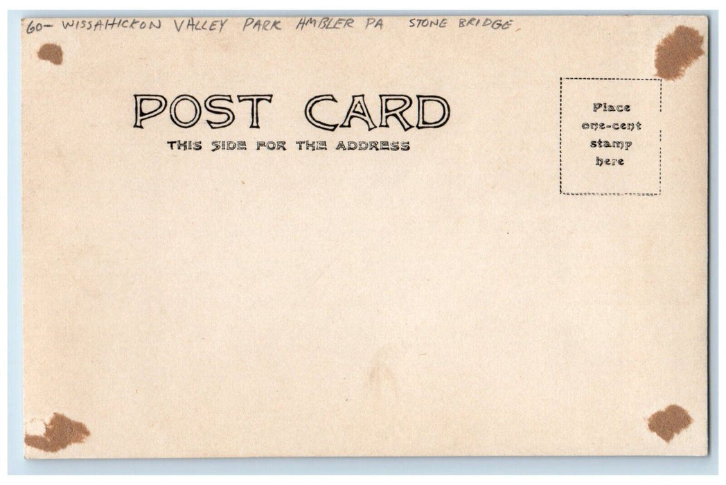 Wissahickon Valley Park Stone Bridge Ambler Pennsylvania PA RPPC Photo Postcard