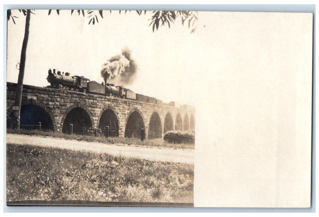 c1905 Locomotive Train Bridge Ambler Pennsylvania PA RPPC Photo Antique Postcard