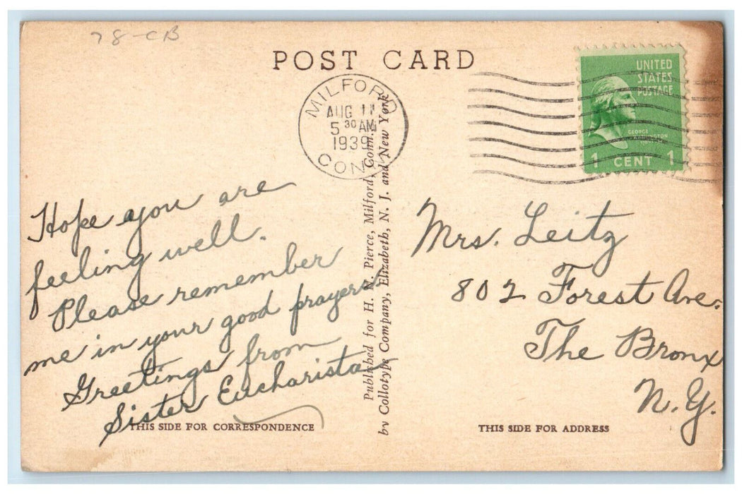 1939 Sisters of St. Dominic Saint Joseph's Villa Milford Connecticut CT Postcard