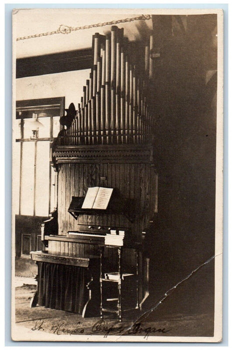 c1910's St. Hanks Pipe Organ Church RPPC Photo Unposted Antique Postcard