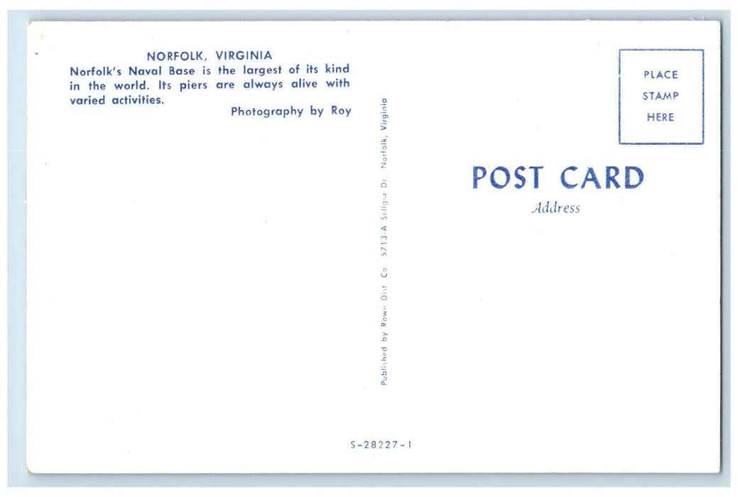 c1950's Norfolk's Naval Base Largest in the World Norfolk Virginia VA Postcard