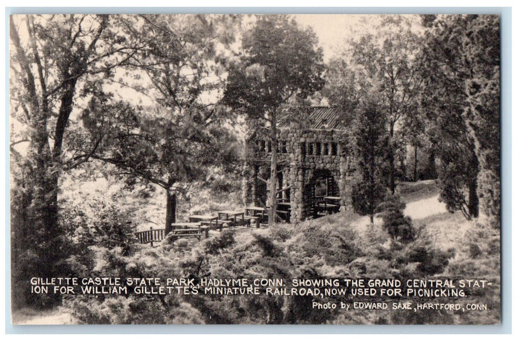 c1940's Picnicking at Gillette Castle State Park Hadlyme Connecticut CT Postcard