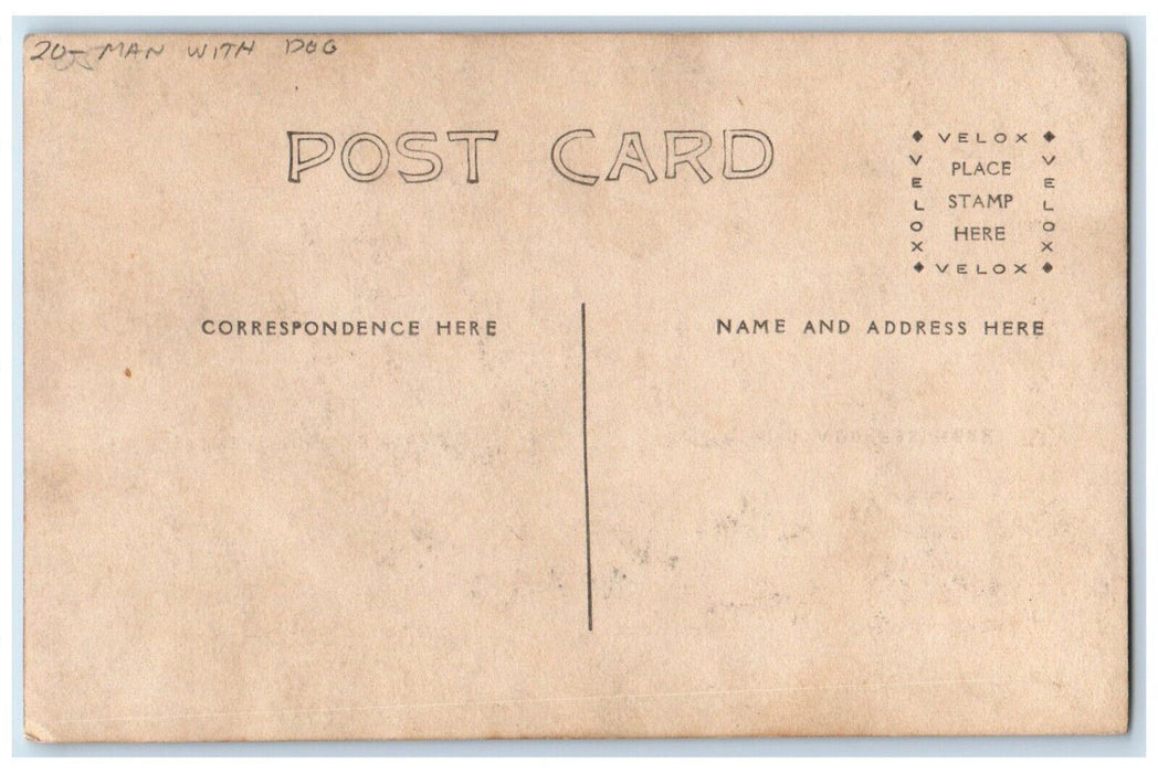 c1910's Man With Cute Dog Box RPPC Photo Unposted Antique Postcard