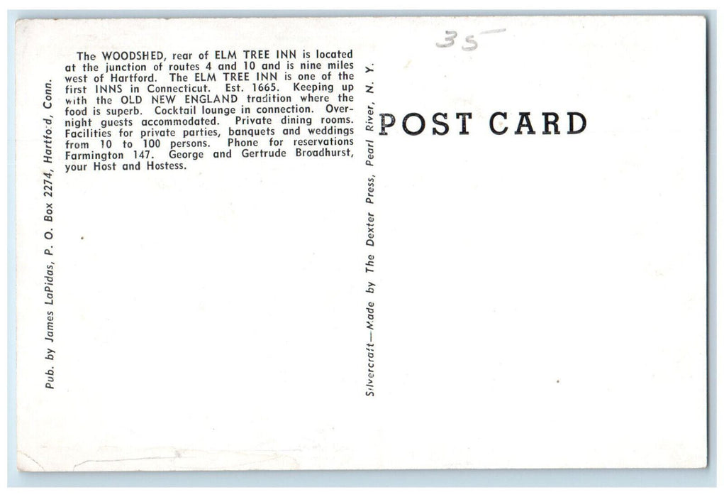 c1950's The Woodshed Farmington Connecticut CT Unposted Vintage Postcard